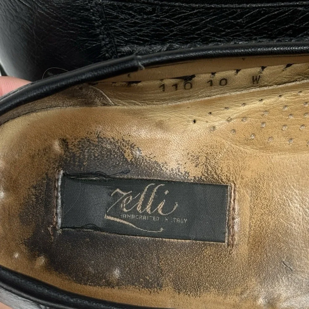 Zelli Men's Genuine Ostrich Quill Tassel‎ Loafers Black Size 10 W Italy